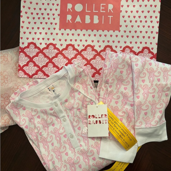 Roller Rabbit | Pajamas | Roller Rabbit Lovey Monkey Pink And White ...